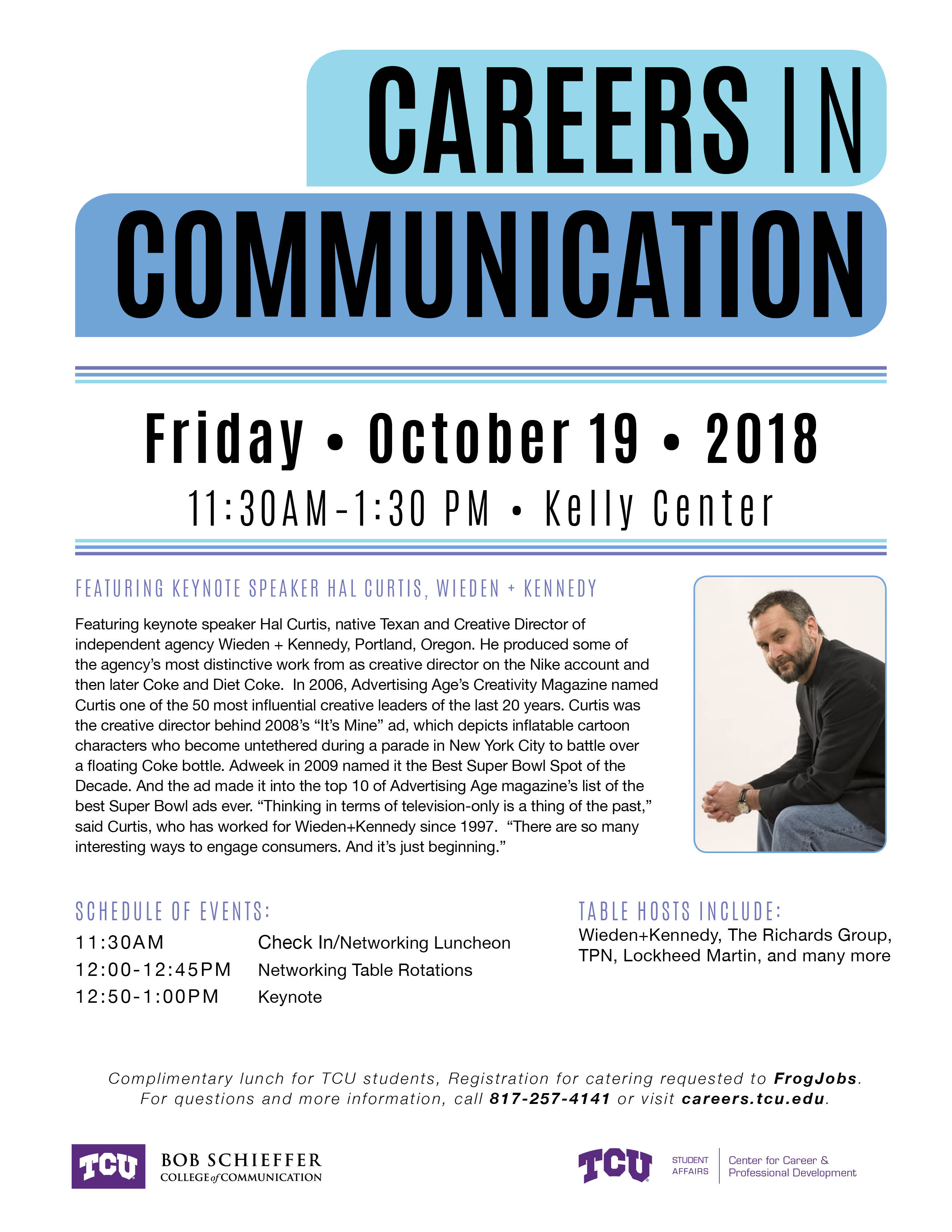 Careers in Communication flyer showing Hal Curtis of Wieden+Kennedy