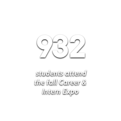 932 students attend the fall Career & Intern Expo infographic
