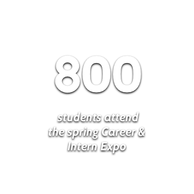 800 students attend the spring Career & Intern Expo infographic